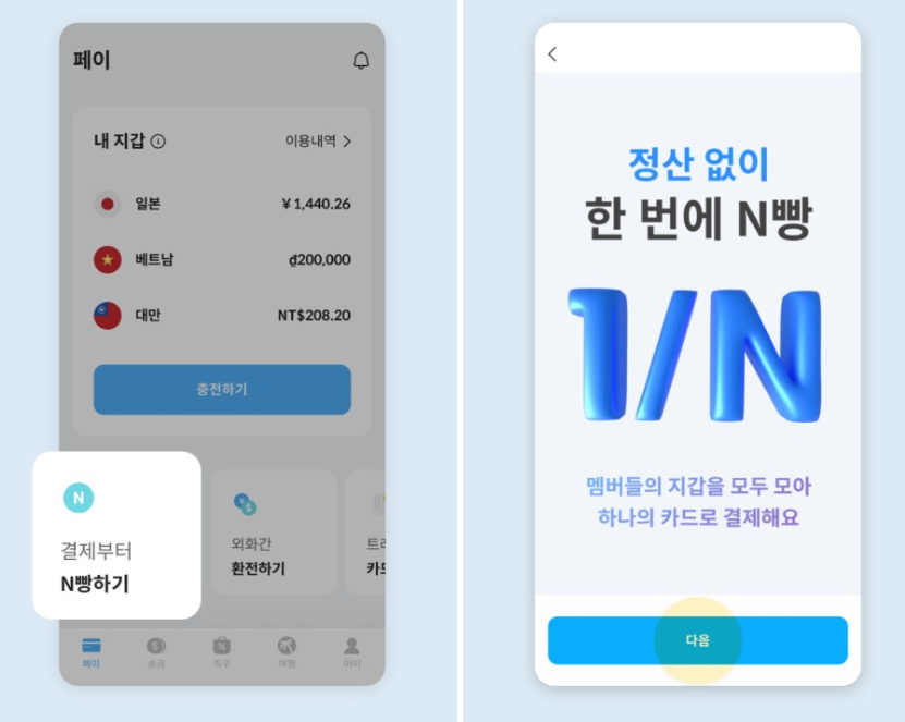다들 트래블월렛 n빵하기 기능을 아시나요?(친구여행시추천!)