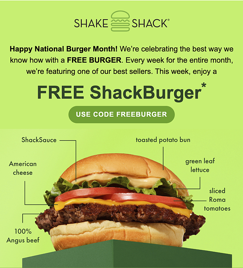 Shake Shack (쉐이크쉑) | 5/1~5/31 $10 이상 주문 시 무료 버거 제공 | Promo Code : FREEBURGER | 매장 내 키오스크 사용법 사진 안내