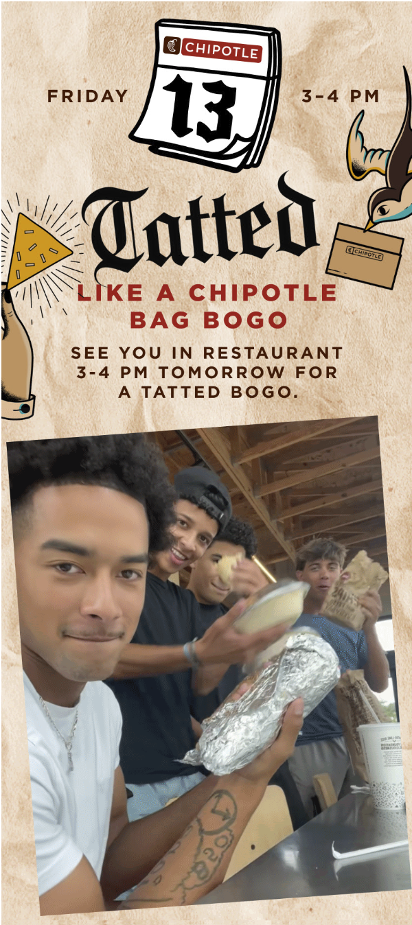 미국 전지역 CHIPOTLE (멕시칸) BOGO (1+1 | 3/13 오후 3시~오후 4시)
